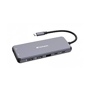 Verbatim USB-C 14w1 - 2xHDMI/VGA/ Ethernet/5xUSB-A/Jack 3.5mm/2xUSB-C/SD/microSD алюминий