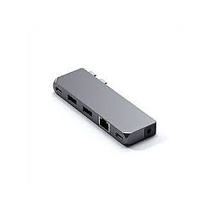 Satechi Pro Hub mini USB-C MacBook (2xUSB-C, 2x USB-A, Ethernet, jack ports) (Pro&Air&Max) (sudrabs)