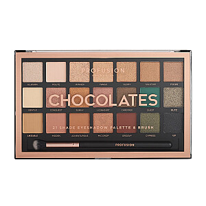 PROFUSION Eyeshadow Palette - палетка из 21 оттенка теней с кисточкой «Шоколад»