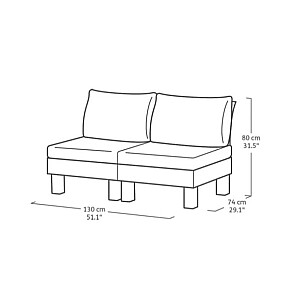 Dārza dīvāns divvietīgs Elements 2 Seater pelēks/gaiši pelēks