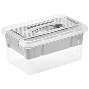Kaste ar vāku un organaizeru organizer box Henri 23x35x17cm 9L gai&scaron;i pelēka/caurspīdīga