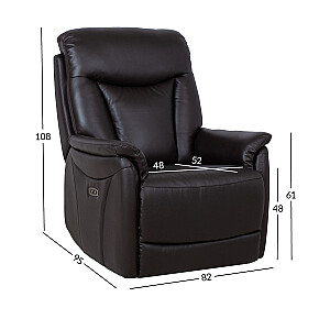 Recline armchair BALDWIN ar elektrisko pacelšanas mehānismu, brūna āda