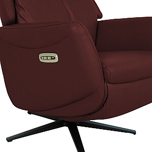 Recline armchair DAMIANO ar elektrisko mehānismu, tumši sarkans ādas