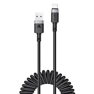 Acefast C14-04 USB-A - USB-C Cable Spring 480Mb/s 3A 1.2m spring charging data cable Black