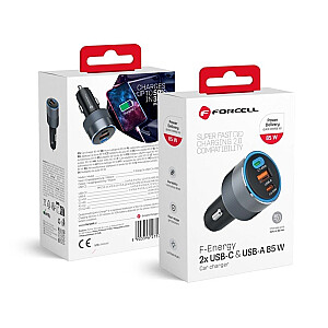 Forcell F-Energy Alu car charger 2 x Type C+USB A PD QC4.SFC 2.0 4.5A 85W