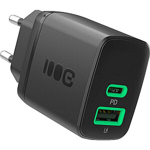 Зарядное устройство Greencell PowerSource Duo30 черное настенное 30W USB-C USB-A Power Delivery QC3.0 - 1x USB-C, 1x USB-A