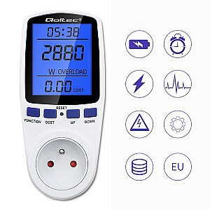 Enerģijas patēriņa mērītājs vatmetrs PM0626 | 3680 W | 16A | LCD displejs