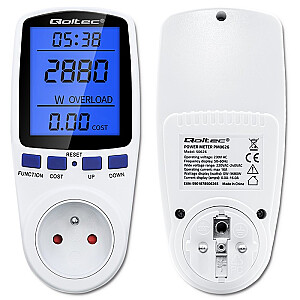 Enerģijas patēriņa mērītājs vatmetrs PM0626 | 3680 W | 16A | LCD displejs