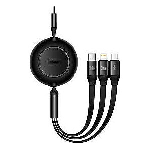Baseus Bright Mirror 2 USB 3w1, micro USB / Lightning / USB-C, 66W / 2A, 1.1m (czarny)
