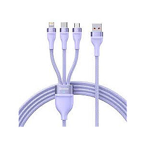 Baseus Flash sērija 2 USB 3in1, USB-C + mikro USB + Lightning, 100W, 1.2m (violets)