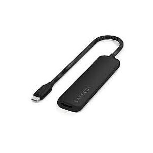 Satechi 7-в-1 USB-C Slim Multiport Adapter Ethernet (USB-C PD, 2x USB-A, HDMI 4K, Ethernet, micro/SD card reader) (черный)