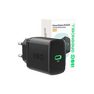 Greencell PowerSource Solo30 Black 30W USB-C Power Delivery Charger