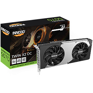 INNO3D NVIDIA RTX 5070 X2 OC 12GB GDDR7 192bit, 2542MHz / 28Gbps, 3x DP, 1x HDMI, 2 вентилятора 2 слота