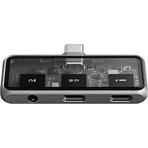 Satechi Mobile XR Hub USB-C 3.2 - mobilais USB-C adapteris | 1x USB-C 100W PD | 1x USB-C DP 1.4 4K@60Hz | 1x 3.5mm audio ieeja/izeja (kosmosa pelēks)