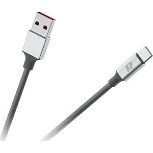 USB kabelis Rebel USB-A - USB-C 2 m melns-sudrabs (RB-6011-200-B)