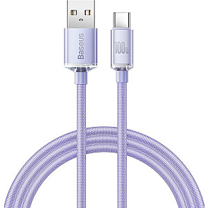 Кабель Baseus Crystal Shine USB — USB-C, 100 Вт, 1,2 м (фиолетовый)
