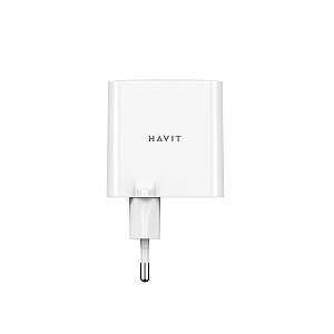 Havit UC45 EU - GaN 45 Вт двойное зарядное устройство для путешествий, черное