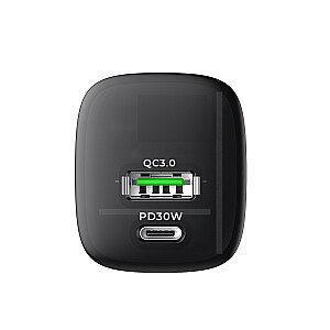 Havit UC303 EU - GaN 30 Вт двойное зарядное устройство для путешествий, черное