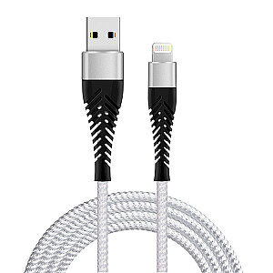 Fusion Fishbone USB-A uz Lightning kabelis 30W / 3A / 1,5m balts