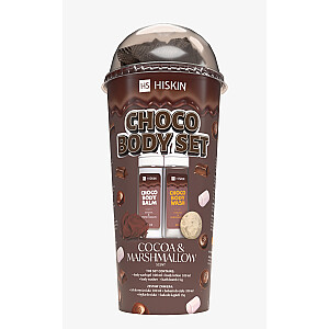 HISKIN SET Šokolādes ķermeņa balzams 100ml + dušas želeja 100ml + mazgāšanas lupatiņa