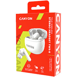 Canyon Bluetooth headset with microphone with ENC White