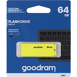 GoodRam UME2 64GB USB 2.0 zibatmiņa dzeltena (UME2-0640Y0R11)