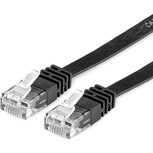 Vērtības PatchCord, UTP, Cat.6, 3m, plakanas, melnas (21.99.0963)