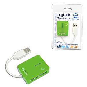 Концентратор Logilink USB 2.0, 4 порта, улыбка, зеленый