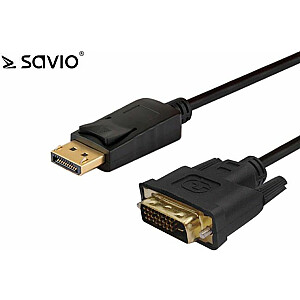 Кабель Savio DisplayPort - DVI-D 1,8 м, черный (SAVKABELCL-106)