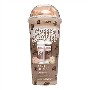 HISKIN SET Kafijas ķermeņa balzams 100ml + dušas želeja 100ml + mazgāšanas sūklis
