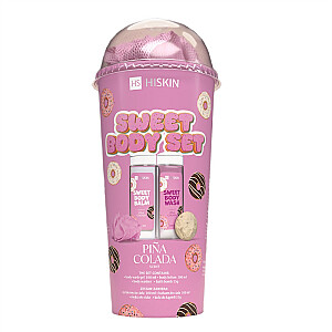 HISKIN SET Sweet Body ķermeņa balzams 100ml + dušas želeja 100ml + Mazgāšanas lupatiņa