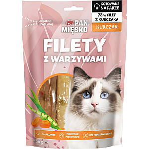 Деликатес для кошек Куриные филе с овощами (взрослые) 100г