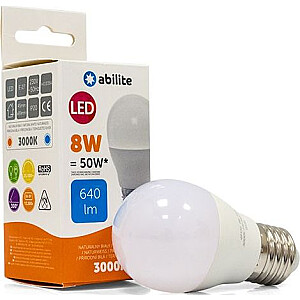Abilite LED SPULDZE ABILITE PIENAINA BOLA SILTA BALTA E27 8W/230V 640LM G45