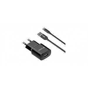 USB sienas lādētājs + Lightning kabelis 1 metrs USB A 12W 2.4A