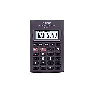 CASIO HL-4A-B 8 ciparu kabatas kalkulators 56x87mm melns