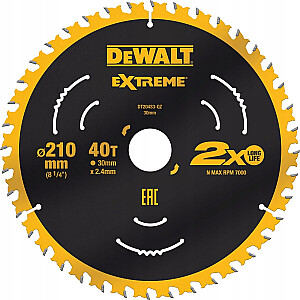 Dewalt DT20433 apļa zāģa asmens koksnei 210x30mm 40 zobi