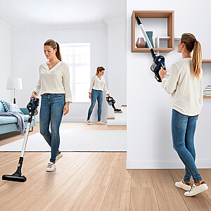 Пылесос Bosch Serie 6 BBS611PCK 2-в-1 с аккумулятором, электрическая метла, сухой гигиенический фильтр, без мешка, синий, 2.5 Ач