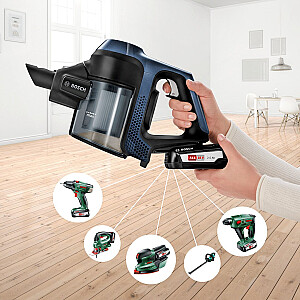 Пылесос Bosch Serie 6 BBS611PCK 2-в-1 с аккумулятором, электрическая метла, сухой гигиенический фильтр, без мешка, синий, 2.5 Ач