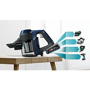 Пылесос Bosch Serie 6 BBS611PCK 2-в-1 с аккумулятором, электрическая метла, сухой гигиенический фильтр, без мешка, синий, 2.5 Ач