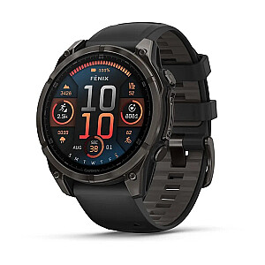 Garmin fēnix® 8 Спортивные Часы – 47мм AMOLED Сапфировый Углеродный Серый DLC Титан с Черным/Галькой Серовым Силиконовым Ремешком