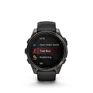 Garmin fēnix® 8 Спортивные Часы – 47мм AMOLED Сапфировый Углеродный Серый DLC Титан с Черным/Галькой Серовым Силиконовым Ремешком