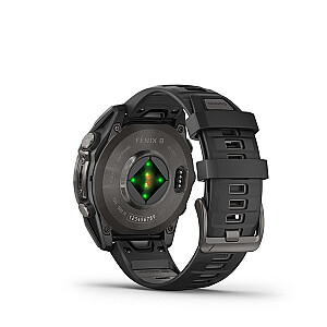 Garmin fēnix® 8 Спортивные Часы – 47мм AMOLED Сапфировый Углеродный Серый DLC Титан с Черным/Галькой Серовым Силиконовым Ремешком