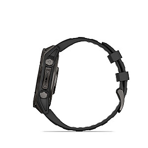 Garmin fēnix® 8 Спортивные Часы – 47мм AMOLED Сапфировый Углеродный Серый DLC Титан с Черным/Галькой Серовым Силиконовым Ремешком
