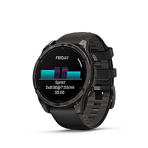 Garmin fēnix® 8 Спортивные Часы – 47мм AMOLED Сапфировый Углеродный Серый DLC Титан с Черным/Галькой Серовым Силиконовым Ремешком