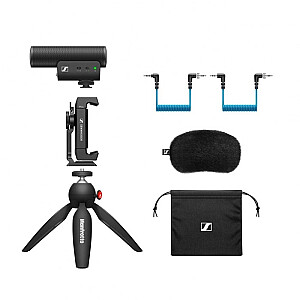 Sennheiser MKE 400 MOBILE KIT - Kondensatora mikrofons, superkardioīds, aprīkots ar zemo frekvenču filtru ar Manfrotto statīvu