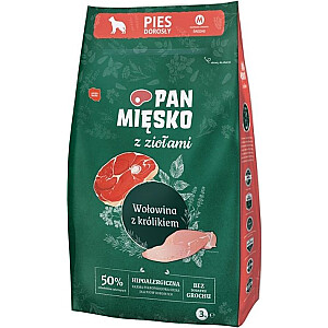 Pan Mięsko Полноценный корм для собак PAN MIĘSKO Говядина и Кролик 3кг