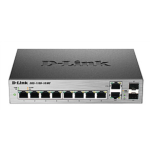 Коммутатор D-Link Metro Ethernet DGS-1100-10 / ME Управляемый L2, настольный, количество портов 1 Гбит / с (RJ-45) 8, количество комбинированных портов 2, Тип блока питания Одиночный