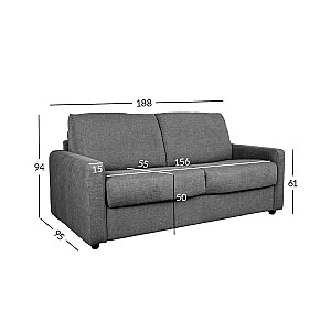 Sofa gulta PROVO 2-vietīga, tumši pelēka