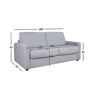 Sofa gulta PROVO 2-vietīga, pelēka