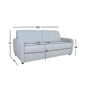 Sofas gulta BRANDON 3-vietīga, pelēkzilā melange